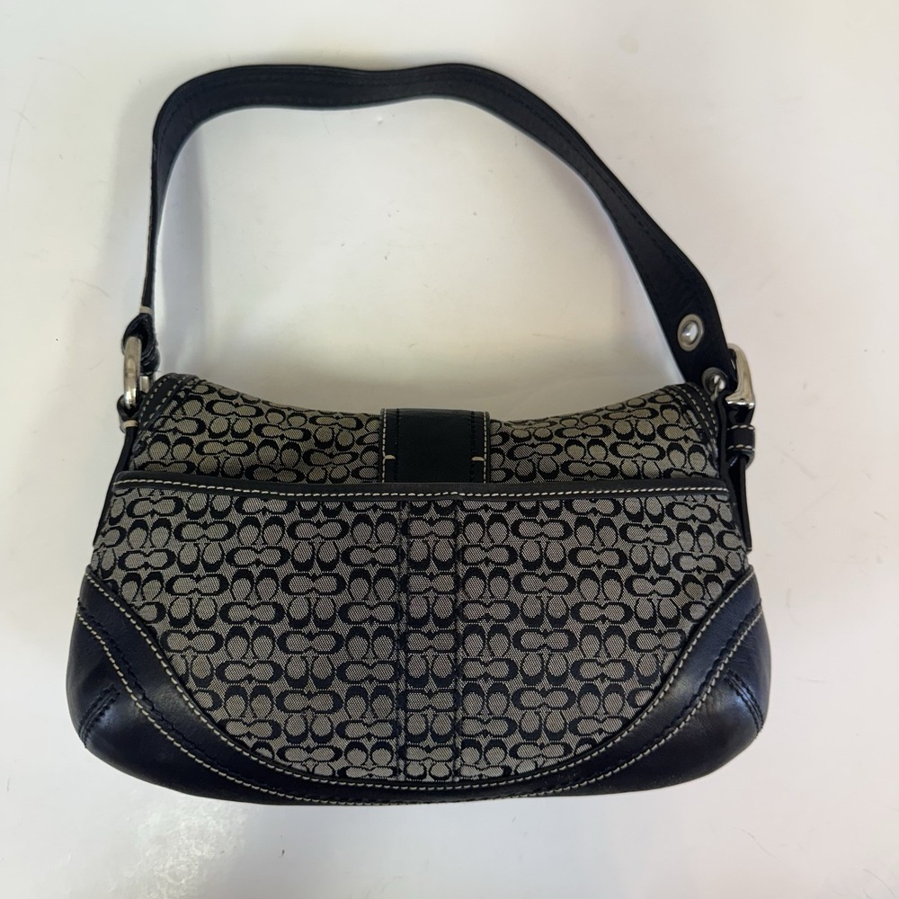 Y2K Coach Soho Signature C Buckle Canvas Leather Shoulder Bag F10925 Black - Picture 4 of 15